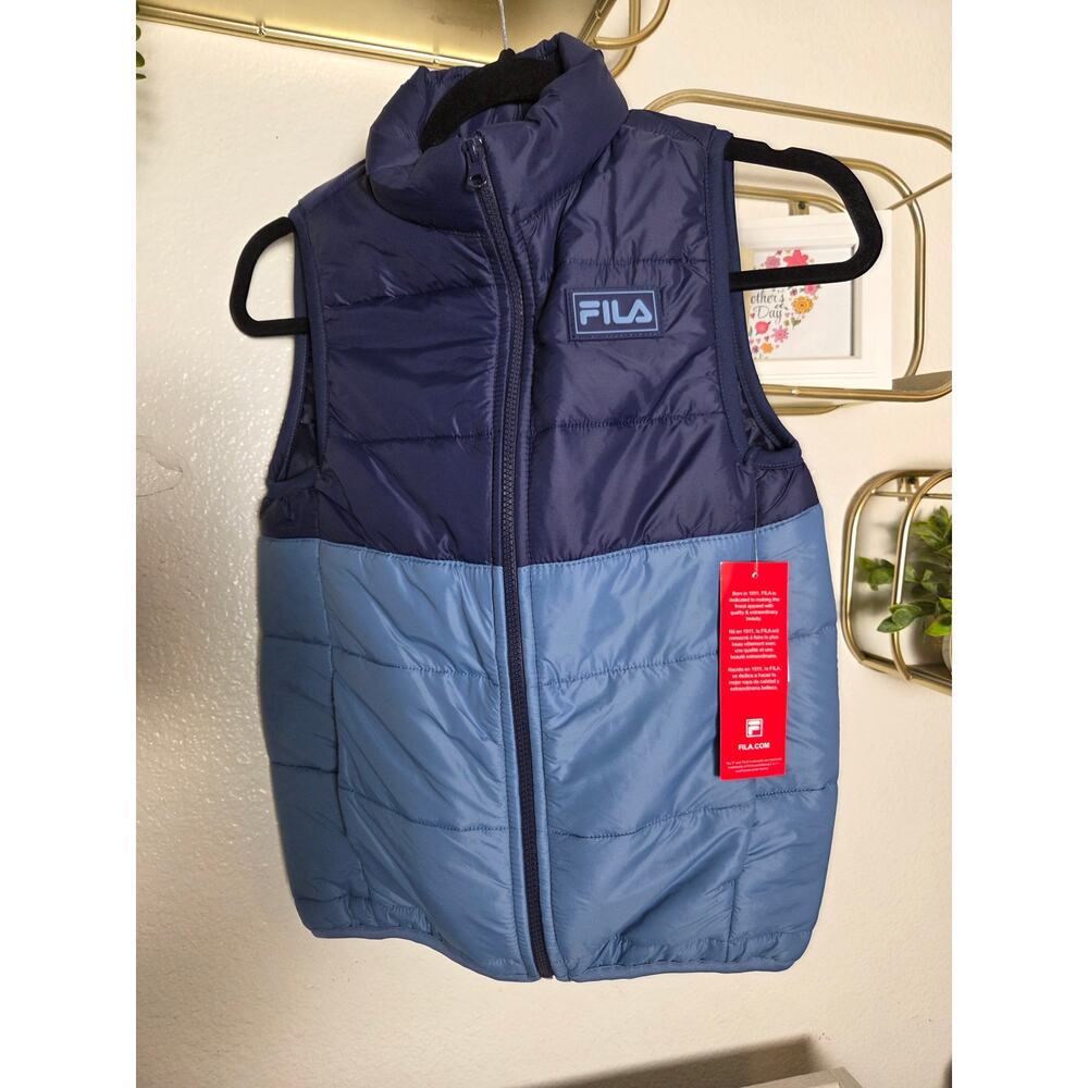 FILA Kids Vest Jacket‎ Navy  Full Zip Puffer Size 12